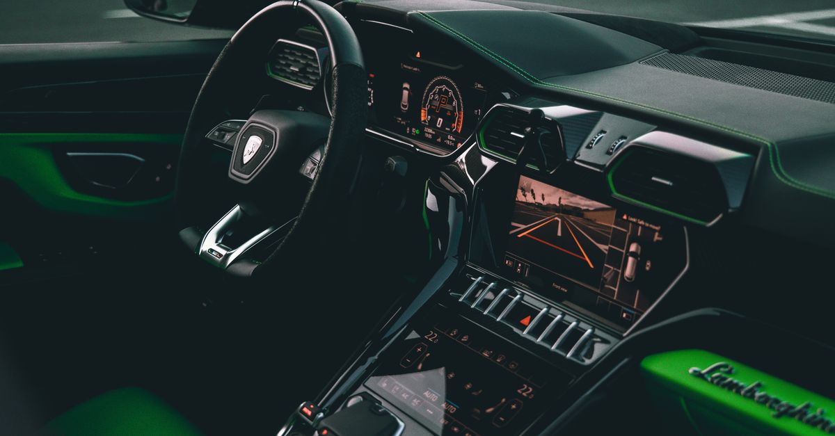 modern luxury suv dashboard with digital finance app